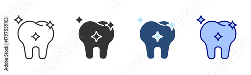 Tooth Icon Set. Designed In Multi Style