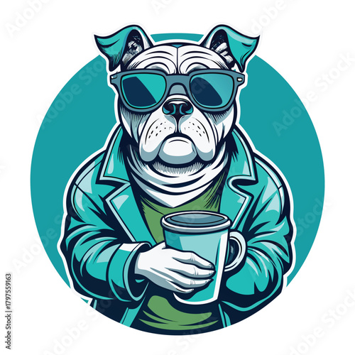 Stylish ink drawing of a cool bulldog exuding confidence and personality in a unique artistic style