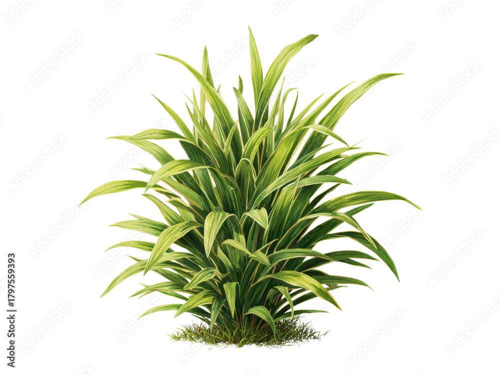 Fototapeta premium A green plant with long leaves is shown on a white background