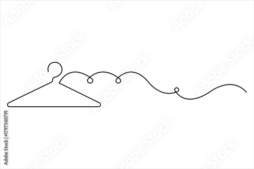 Clothes hangers continuous one line art drawing of minimalist style outline art on white background vector illustration