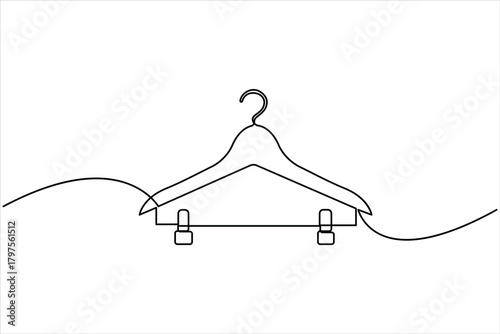 Clothes hangers continuous one line art drawing of minimalist style outline art on white background vector illustration