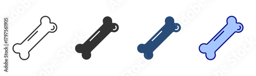 Bone Icon Set. Designed In Multi Style