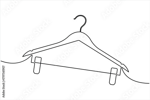 Clothes hangers continuous one line art drawing of minimalist style outline art on white background vector illustration