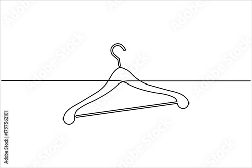 Clothes hangers continuous one line art drawing of minimalist style outline art on white background vector illustration