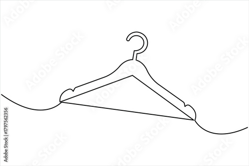 Clothes hangers continuous one line art drawing of minimalist style outline art on white background vector illustration