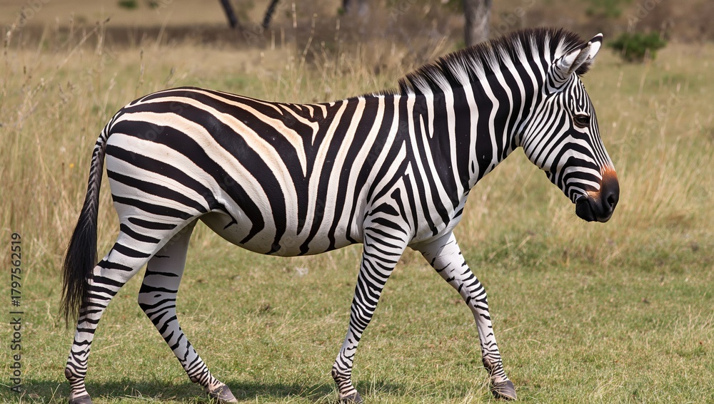 Fototapeta premium Plains zebra roaming freely in a game reserve, showcasing wildlife in a natural habitat