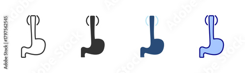 Esophagus Icon Set. Designed In Multi Style