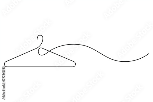 Clothes hangers continuous one line art drawing of minimalist style outline art on white background vector illustration