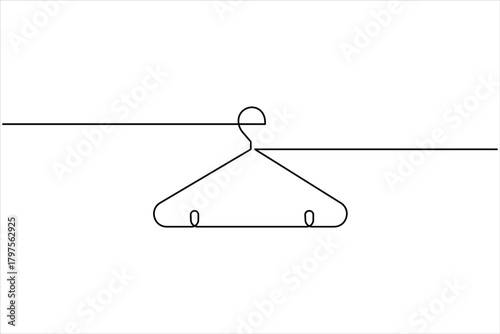 Clothes hangers continuous one line art drawing of minimalist style outline art on white background vector illustration