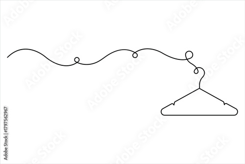 Clothes hangers continuous one line art drawing of minimalist style outline art on white background vector illustration