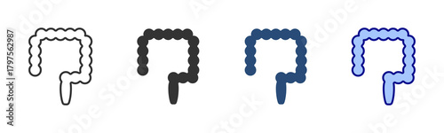 Colon Icon Set. Designed In Multi Style