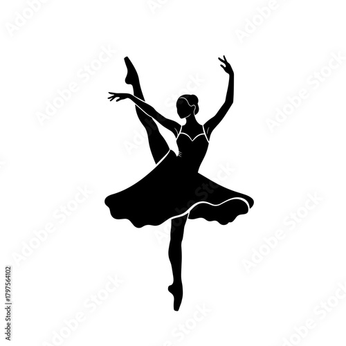 Ballerina dancing gracefully in a black silhouette 
