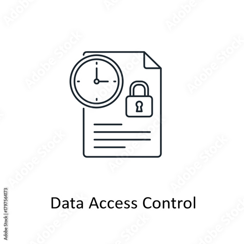 Data access control document with clock and padlock illustration  
