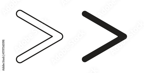 Is greater than icon. Symbol, logo illustration. graphic icon set