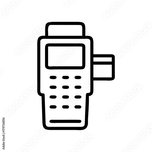 Point of sale card reader with buttons and card slot in minimal style  