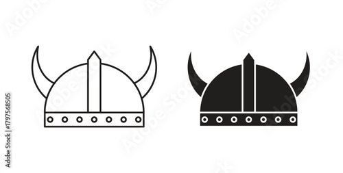 Medieval Helmet with Horns icon. Symbol, logo illustration. graphic icon set