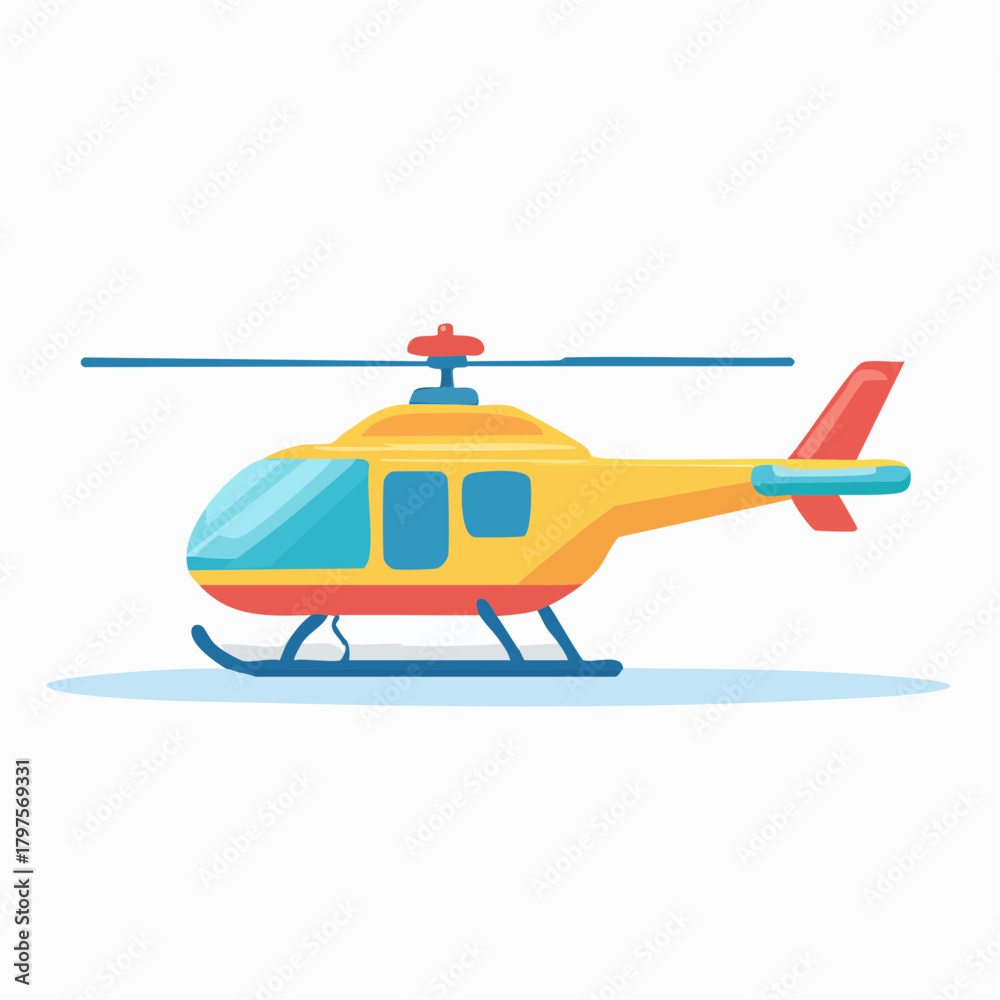Fototapeta premium Helicopter Transport Vehicle Flat Minimal Vector