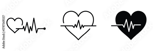Heartbeat line icon on white background. Pulse rate monitor. Vector illustration. EPS 10