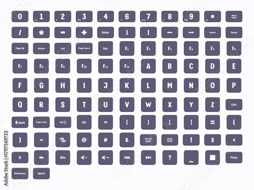 Vector illustration of collection of keyboard keys