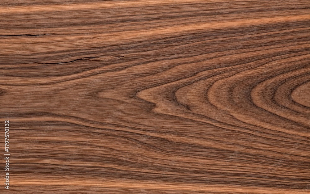 Fototapeta premium Close-up of natural walnut wood grain pattern showing detailed texture and unique wood formations