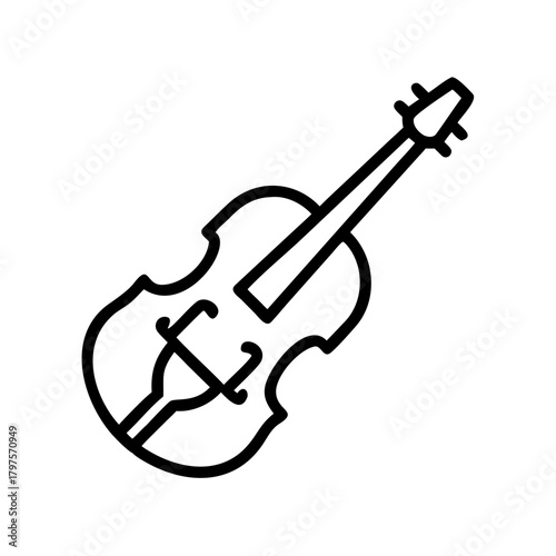 Outline of a violin in minimalistic style on white background  
