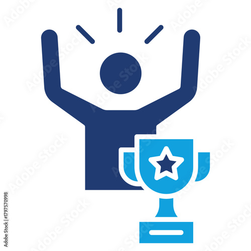 Winner Flat Blue Icon