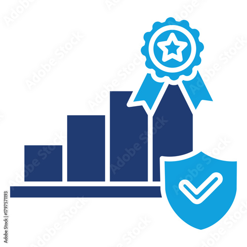 Success Emblem Flat Blue Icon