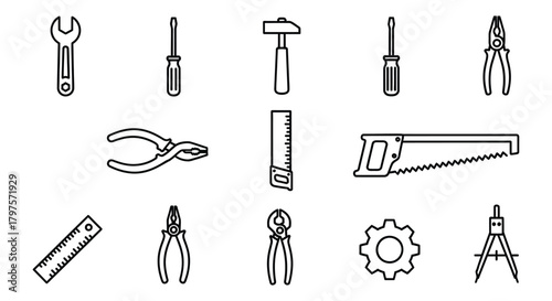 Handyman tools vector set diy repair construction equipment icons