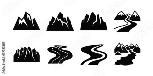 Horizon silhouette vector, illustration of mountains