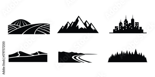 Horizon silhouette vector, illustration of landscapes