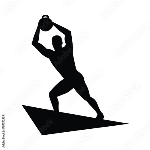 silhouette man doing kettlebell swings simple style