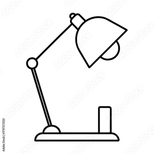 outline desk lamp and notebook minimal style