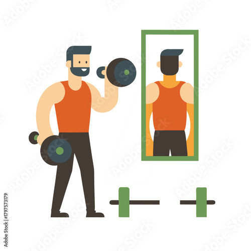 minimal vector man lifting dumbbells