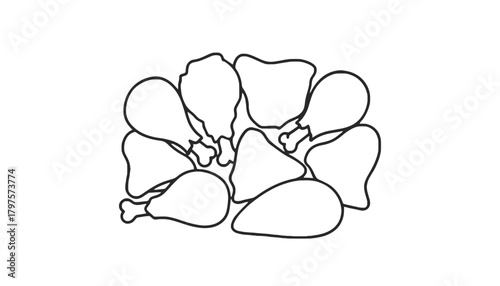 Chicken pieces outline vector illustration food drawing art