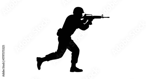 Soldier silhouette with rifle vector military combat training