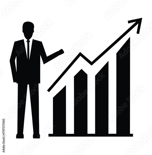 Investor Looking at Growth Chart Silhouette