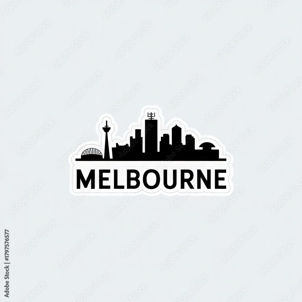 Fototapeta premium A striking skyline of Melbourne showcases its well-known landmarks against a twilight sky.