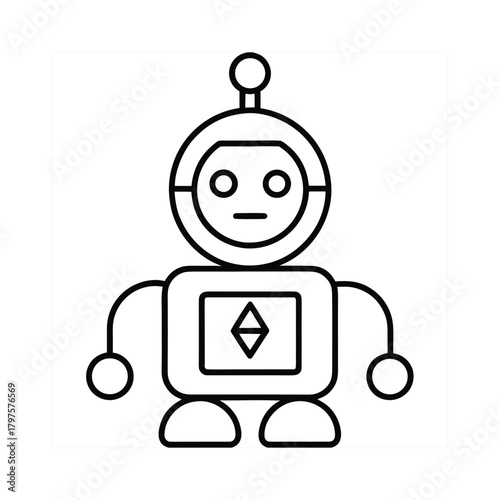 Robot Trading Crypto Minimal Line Art