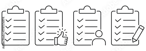 Task icon set. Checklist outline icon isolated on transparent background. vector illustration. EPS 10