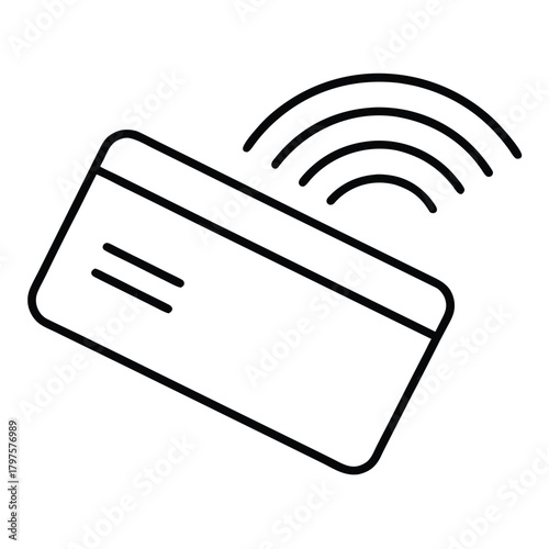 Credit Card with Wireless Signal Line Art