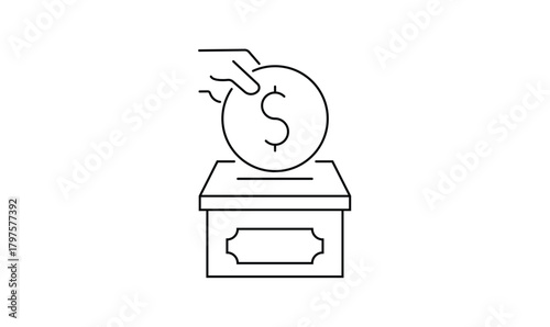 Donation outline icon isolated on transparent background. Hand gibing money to charity. vector illustration. EPS 10