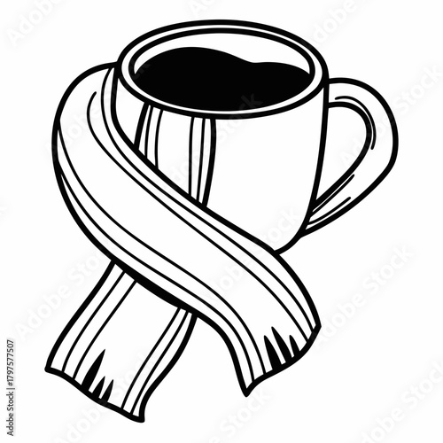 Mug of coffee wrapped in a scarf