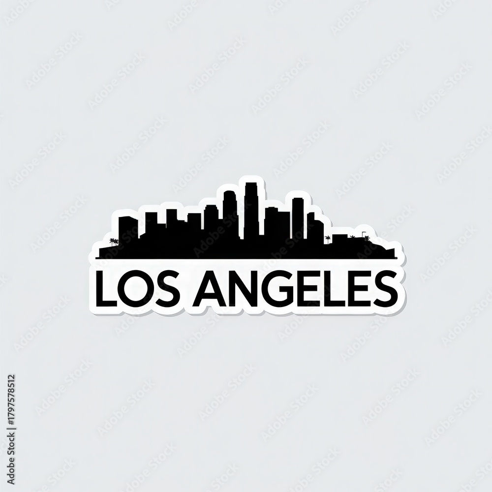Obraz premium The skyline of Los Angeles stands out in silhouette, showcasing its famous landmarks. The contrast against the light backdrop highlights the citys vibrant architecture, giving a sense of urban life.