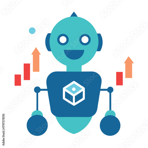 AI Robot Trading Cryptocurrency Vector