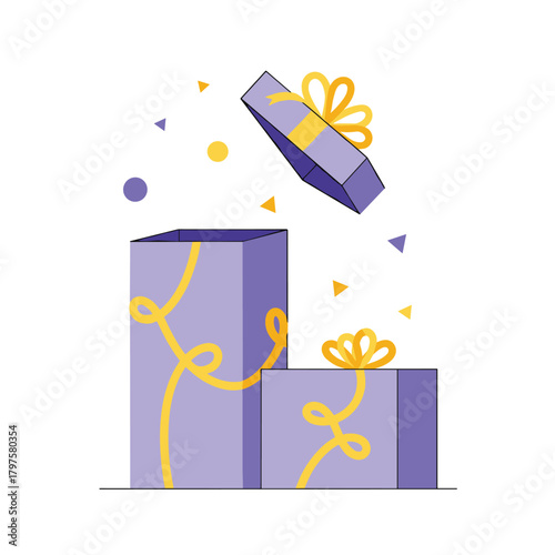 Open a surprise gift box filled with confetti and ribbons for your special occasion.