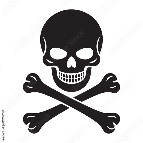 Death skull or human skull flat icon for games and websites