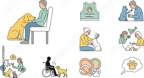 Gentle therapy animals providing comfort and joy to people of all ages and abilities.