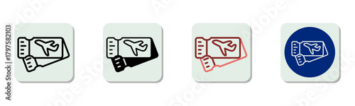Plan Ticket Icon Multi Style Vector Illustration