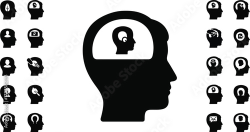 Conceptual illustration of inner thoughts and the mind's complexity