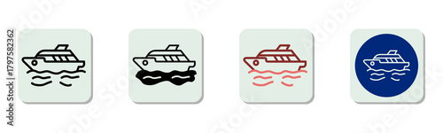 Yacht Icon Multi Style Vector Illustration